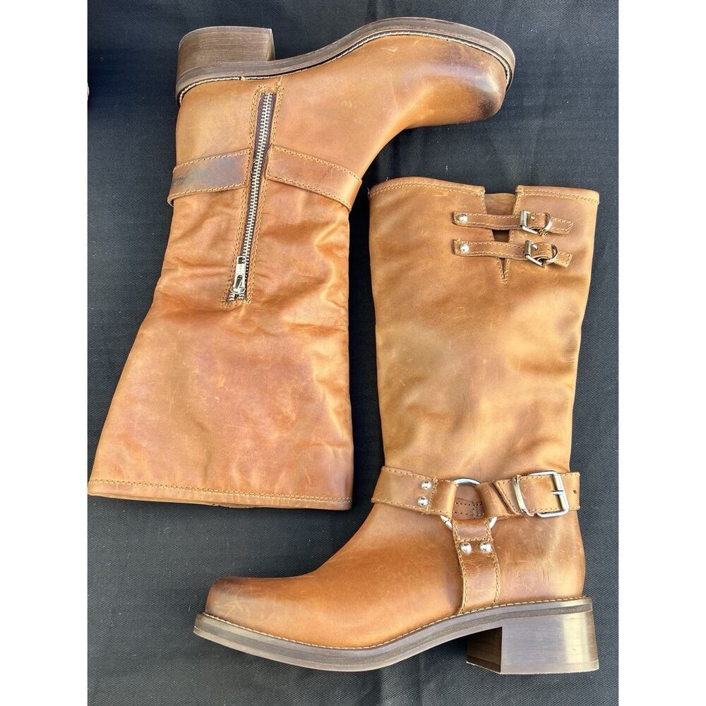 STEVE MADDEN Bryanna Moto Boot Brown Leather Women's Size 8 US - Picture 6 of 14